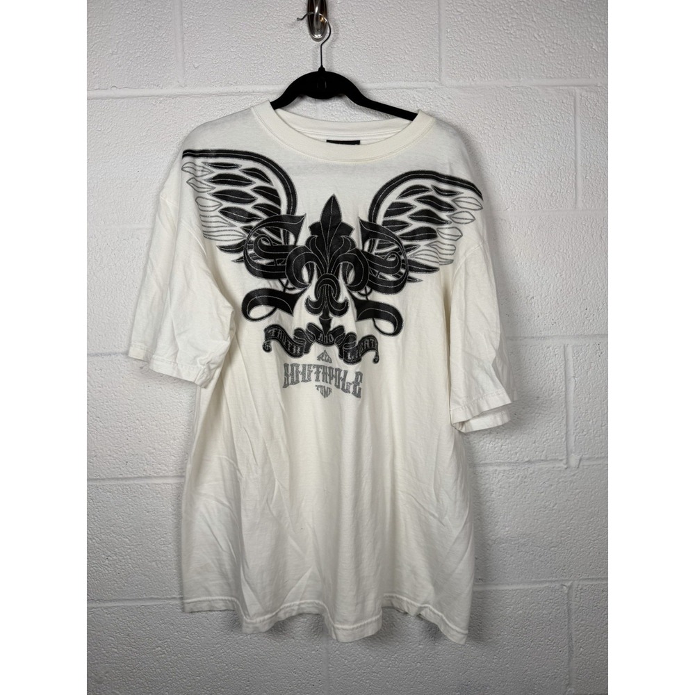 Southpole Graphic T Shirt Men's 4XL White Winged Fleur De Lis Y2K Streetwear